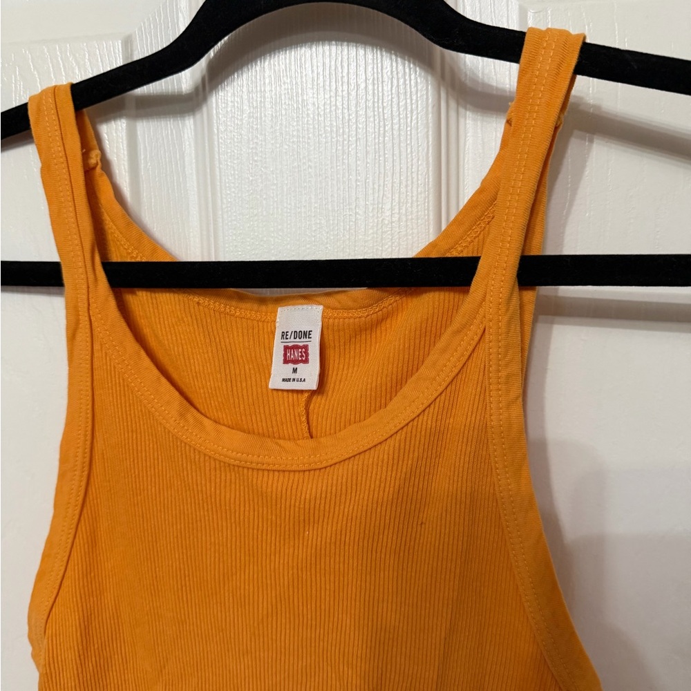 RE/DONE x HANES orange Ribbed Tank Bodysuit medium - Picture 6 of 8